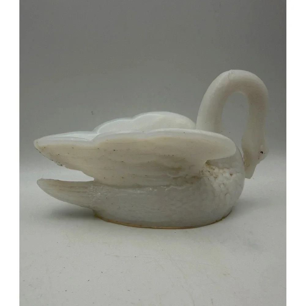 Vintage White Milk Glass Swan Planter Trinket Dish Vanity Candy Dish 5